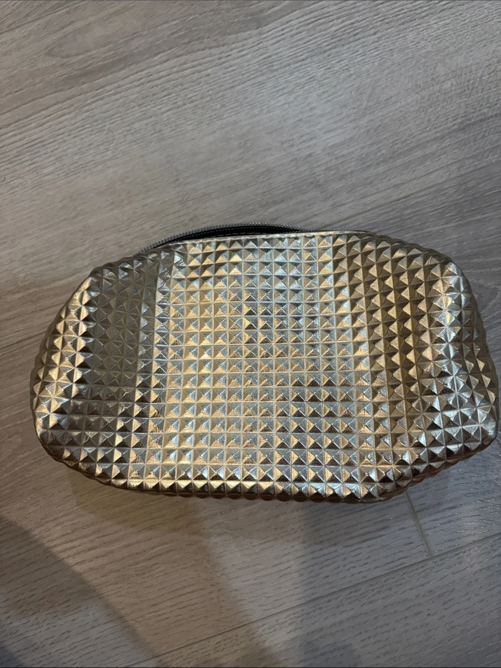Metallic Silver Studded Cosmetic Pouch